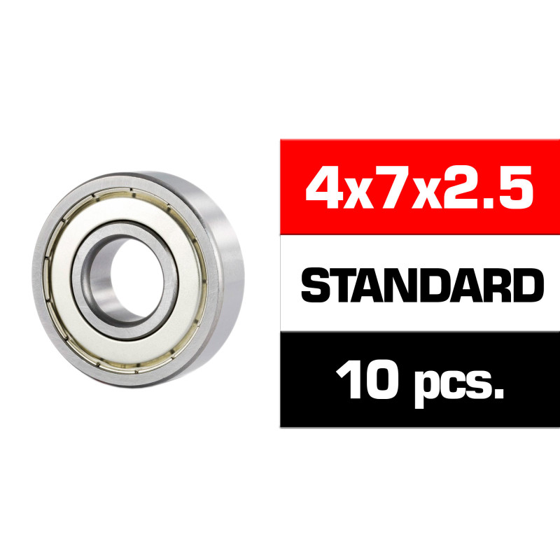 4x7x2.5mm "HS" METAL SHIELDED BEARING SET (10pcs)