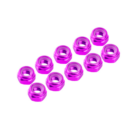 4 mm. ALU. NYLON NUT PINK (10 pcs)