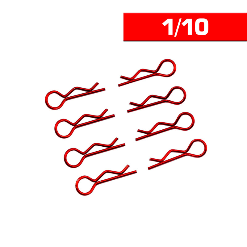 BODY CLIPS 1/10 L+ R RED  (8 pcs.)
