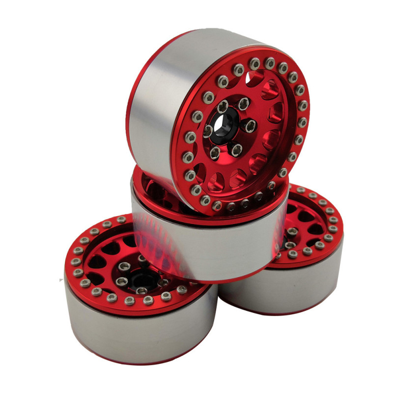 1.9" ALUMINUM BEADLOCK CRAWLER WHEELS M105 RED (4pcs)