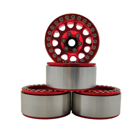 1.9" ALUMINUM BEADLOCK CRAWLER WHEELS M105 RED (4pcs)