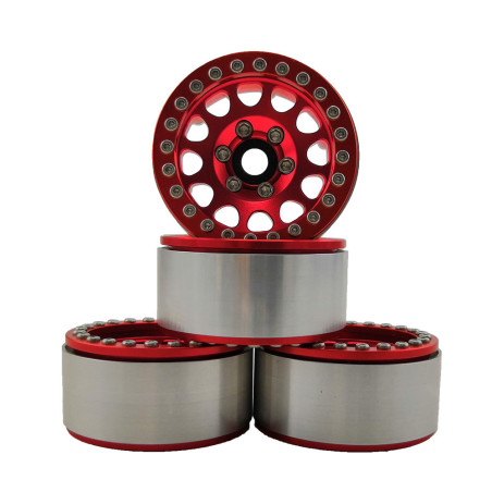 1.9" ALUMINUM BEADLOCK CRAWLER WHEELS M105 RED (4pcs)