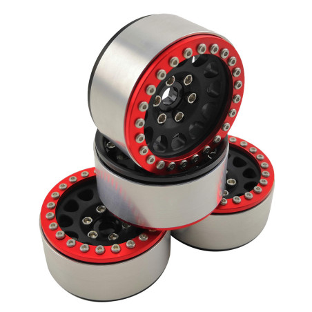 1.9" ALUMINUM BEADLOCK CRAWLER WHEELS M105 BLACK/RED (4pcs)