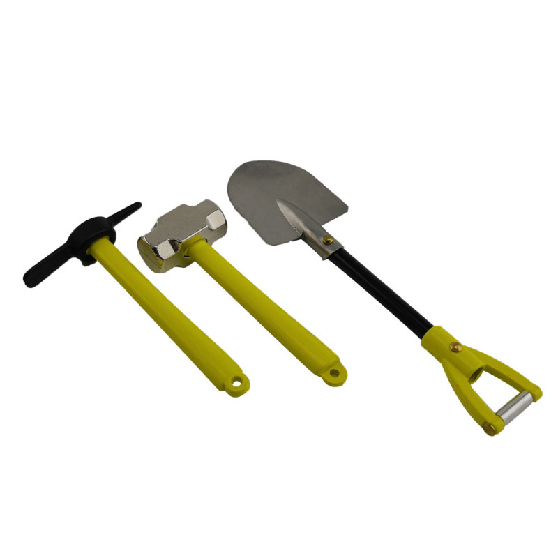 1/10 SCALE CRAWLER METAL HAMMER, PICKAXE & SHOVEL SET YELLOW