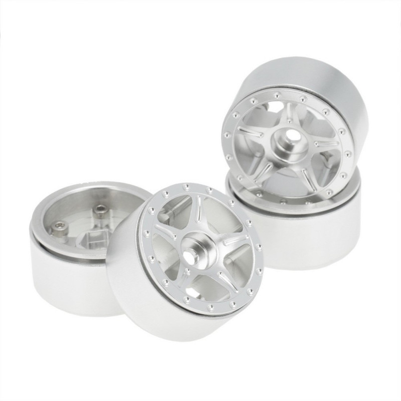 AXIAL SCX24 CNC ALUMINUM STARFISH-PRO BEADLOCK WHEELS WHITE (4pcs)