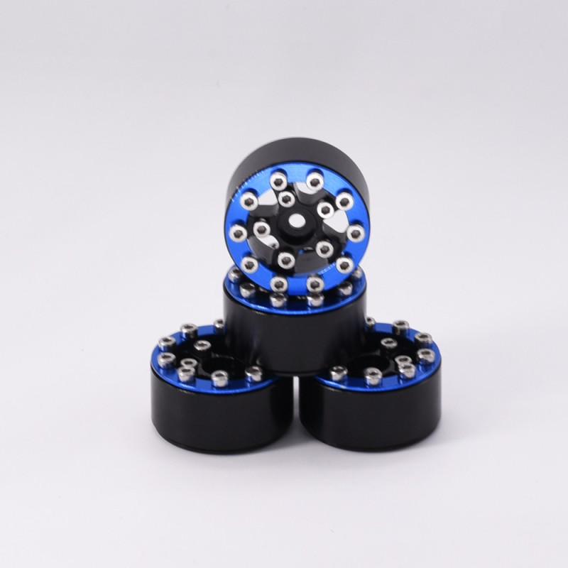 LLANTAS CNC AXIAL SCX24 TORNILLOS ALUMINIO-BEADLOCK AZUL (4u)