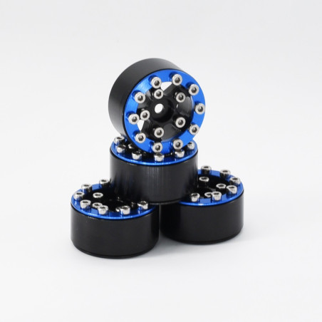 LLANTAS CNC AXIAL SCX24 TORNILLOS ALUMINIO-BEADLOCK AZUL (4u)