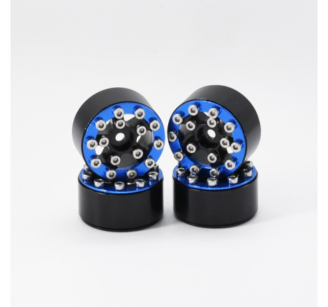 AXIAL SCX24 CNC ALUMINUM SCREWS-STYLE BEADLOCK WHEELS BLUE (4pcs)