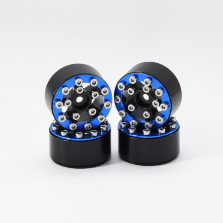 LLANTAS CNC AXIAL SCX24 TORNILLOS ALUMINIO-BEADLOCK AZUL (4u)