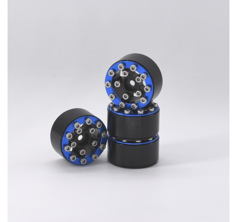 LLANTAS CNC AXIAL SCX24 TORNILLOS ALUMINIO-BEADLOCK AZUL (4u)