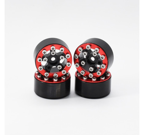 LLANTAS CNC AXIAL SCX24 TORNILLOS ALUMINIO-BEADLOCK ROJO (4u)