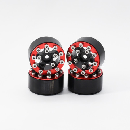 LLANTAS CNC AXIAL SCX24 TORNILLOS ALUMINIO-BEADLOCK ROJO (4u)