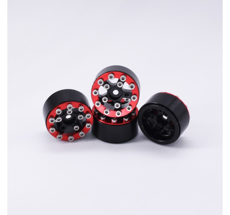 AXIAL SCX24 CNC ALUMINUM SCREWS-STYLE BEADLOCK WHEELS RED (4pcs)