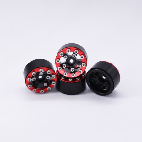 AXIAL SCX24 CNC ALUMINUM SCREWS-STYLE BEADLOCK WHEELS RED (4pcs)